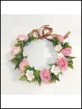 2pk Pink Rose Flower Crown Headband Adjustable Floral Headpiece for Women &